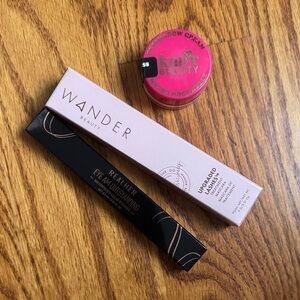 Wander Beauty mascara, kndr beauty eyeshadow cream, realher liquid eye liner
